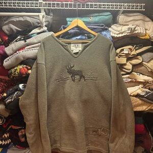 Vintage Arctic Image Women’s Green Nature Fleece Sweater Size XL Cabincore